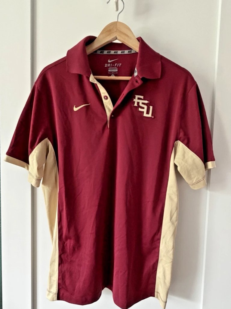 Florida State University Fsu Garnet Nike Dri-Fit Short Sleeve Polo Size Men's M